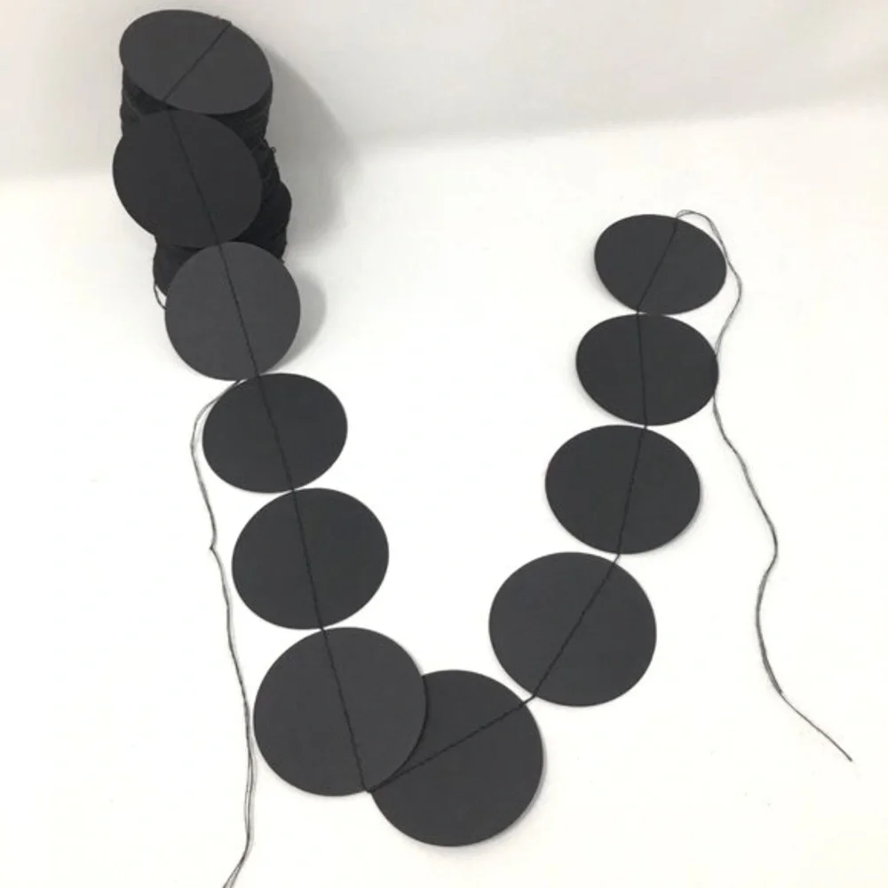 Black Dark Grey Round Paper Large Circle Party Halloween Extra Long Garland
